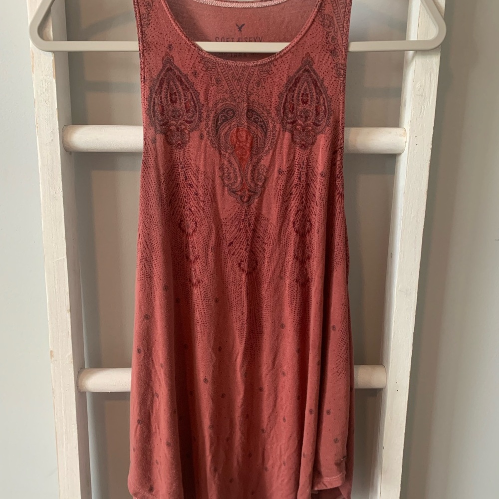 American Eagle Outfitters Rust Patterned Tank Top